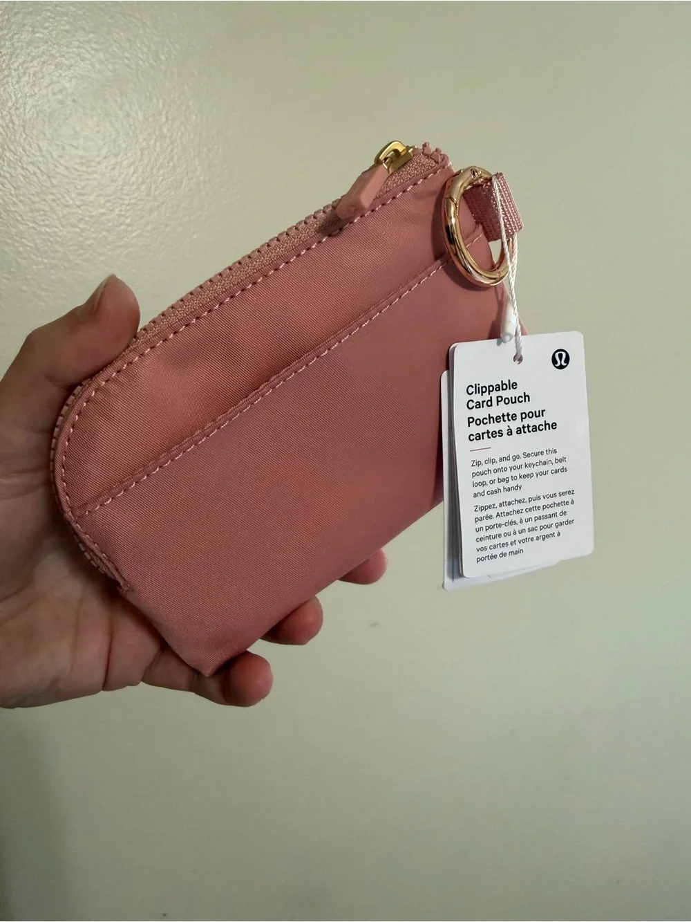 lululemon athletica Dusty Rose Clippable Card Pouch